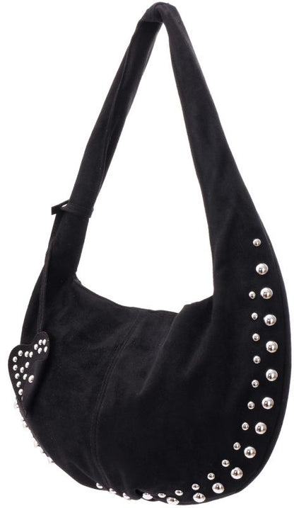 Zwartesuedelookhandtasmetstuds2
