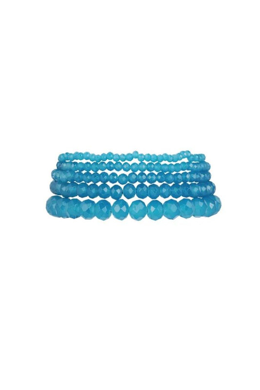 set van 5 kristal armbanden oceaan , oceaan blauw